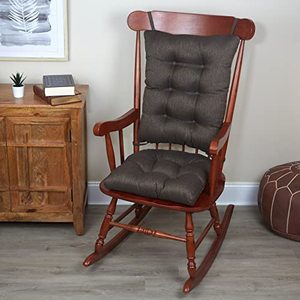 lot 2046 image: Klear Vu Omega Non-Slip Rocking Chair Cushion Set with Thick Padding and Tufted Design, Includes Seat Pad & Back Pillow with Ties for Living Room Rocker, 17x17 Inches, 2 Piece Set, Chestnut