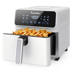 lot 2052 image: Trundlia 8-in-1 Air fryer 6.3-Quart Metal Smart Combo Oven 1500W Air Fryer oven Oilless Electric Airfryer with LCD Touch Screen Wide 175-400 Temp Range,Nonstick Basket,8 Quick Presets White (Dented Corner)
