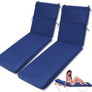 lot 2053 image: SmoothNovelty 2 Pcs Indoor Outdoor Chaise Lounge Cushions 72L x 21W x 3H Sponge Bench Cushions Outdoor Furniture Chaise Cushions Patio Chair Furniture Replacement Cushions (Dark Blue)
