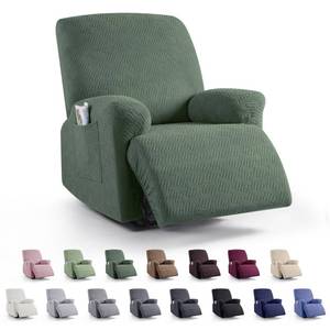lot 2092 image: KinCam Recliner Covers, Stretch Reclining Chair Covers, Recliner Sofa Slipcovers Stripe Jacquard Recliner Couch Covers Furniture Protector Covers for Pet Kid (1 Seater, Greyish Green)