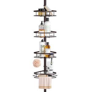 lot 3007 image: SEIRIONE Rustproof Shower Corner Caddy Organizer for Bathroom,Tension Pole with 4 Baskets, for Bathtub Storage Rack,61.3 to 113 Inch Height, Bronze