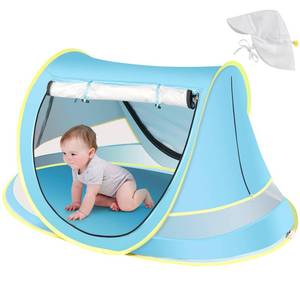 lot 3010 image: Baby Beach Tent with Baby Hat, Pop Up Toddler Travel Tent with Sun Hat for Boys or Girls, Sun Shade for Toddler Camping, Infant Portable Sun Shade, Summer Beach Baby (Blue Baby Tent with Hat)