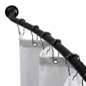 lot 3011 image: Bath Bliss Curved Shower Rod  Adjustable 42-72 Inch  Bathroom Shower Curtain and Liner Rod  33% More Space  Wall Mounted  Easy Installation  Matte Black