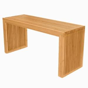 lot 3014 image: APRTAT Bamboo Dining Bench, 35 inch Farmhouse Decor Indoor Kitchen Table Bench, Entryway Shoe Rack Bench, Outdoor Bench, Solid Bamboo Benches for Living Room, Hallway, Bedroom, Bathroom - Nature