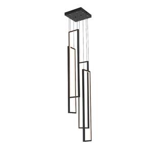 lot 3030 image: umeiluce 4 Lights Chandelier Hanging Lamp Modern LED Pendant Ceiling Fixtures for Living Dining Room Foyer Black Painted Chandelier for High Ceiling,10.2 Square Plate,Dimmable