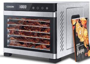 lot 3033 image: COSORI Food Dehydrator for Jerky,(Good Condition, cosmetic dents)Holds 7.57lb Raw Beef with Large 6.5ft� Drying Space, 6 Stainless Steel 13x12 Trays, 165°F Dehydrated Dryer for Dog Treats, Herbs, Meat, Fruit, and Yogurt, Silver