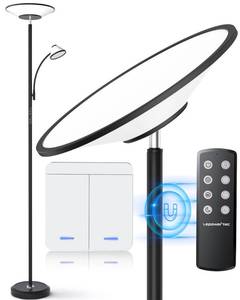 lot 3047 image: LEPOWER-TEC Floor Lamps for Living Room, Torchiere Standing Lamp with Wall Switch and Remote, 60 Lighting Effects Led Corner Lamp, Super Bright Tall Floor Lamp for Bedroom, Office, Livingroom