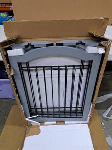 lot 3076 image: Grey Pet Gate With Metal Bars