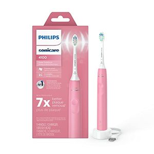 lot 3087 image: Philips Sonicare 4100 Power Toothbrush, Rechargeable Electric Toothbrush with Pressure Sensor, Deep Pink HX368126