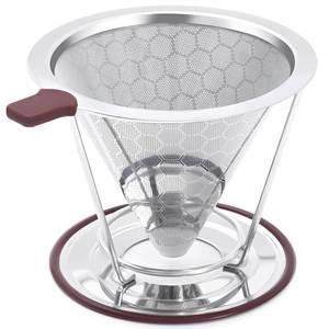 lot 3089 image: Pour Over Coffee Dripper, MISETTO Stainless Steel Filter,Easy to Clean Paperless pour over coffee maker,Reusable Filter,Cone Dripper with Removable Cup
