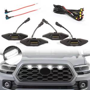 lot 3099 image: BreTrewri LED Grill Lights for Toyota Tacoma 2023 2020 2021 2022 TRD Off Road Sport OEM Grill- 4 PC Upgraded 3D Print Grille Lights (White Lights)