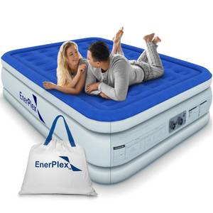 lot 3993 image: EnerPlex Queen Air Mattress with Built-in Pump - 18 Inch Double Height Inflatable Mattress for Camping, Home & Portable Travel - Durable Blow Up Bed with Dual Pump - Easy to InflateQuick Set Up��