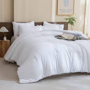 lot 3999 image: Paxrac Classic Pure White Comforter Queen Size, 3 Pieces Boho Comforter Set, Lightweight Solid Bedding Set, All Seasons Soft Breathable Queen Comforter Set (90x90In Comforter & 2 Pillowcases)
