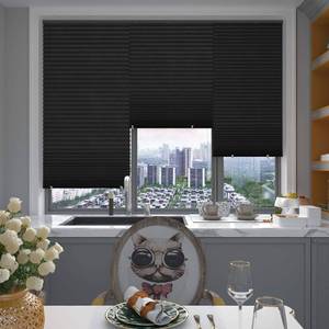 lot 4845 image: Changshade 6-Pack Blackout Pleated Paper Shades for Windows, Temporary and Portable Room Darkening Shades with 12 Clips for Travel, Peel and Stick to Install, Cut to Any Size, Black PLT36BK72A