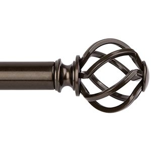 lot 4846 image: KAMANINA 1 Inch Curtain Rod Single Drapery Rod 72 to 144 Inches (6-12 Feet), Bronze Curtain Rods for Windows 66 to 120 inch, Twisted Cage Finials