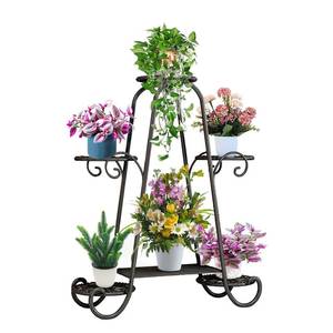 lot 4853 image: CarolynDesign 6 Tier Metal Plant Stand for Indoor and Outdoor, Multi Flower Pot Holder Shelf for Living Room Patio Lawn Garden Balcony