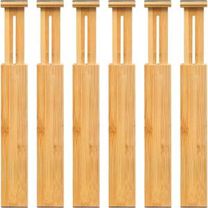 lot 4871 image: VaeFae 6 Pack Bamboo Drawer Dividers, Adjustable Drawer Organizer, Expandable Organization for Kitchen, Office, Bedroom, Dressers and Bathroom