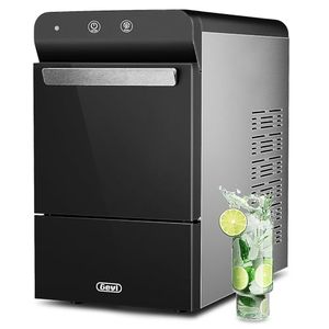 lot 4873 image: Gevi Household V2.0 Countertop Nugget Ice Maker  Self-Cleaning Pellet Ice Machine  Open and Pour Water Refill  Stainless Steel Housing  Fit Under Wall Cabinet  Black