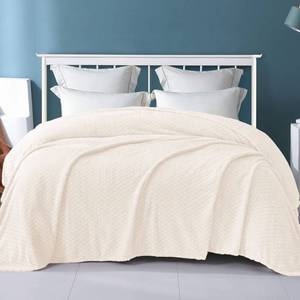 lot 4874 image: Exclusivo Mezcla Off White Fleece Twin Size Blanket for Bed, 90x66 Inches Soft Cozy 3D Decorative Jacquard Flannel Blankets, Lightweight Fuzzy Plush Warm Blankets for All Seasons