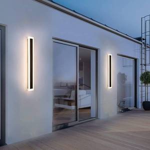 lot 4878 image: LS-PRO (32 inch 19w Outdoor Long Strip Modern LED Wall Lighting Fixture Lamps, Elegant Frosted White Acrylic, Black Aluminum Body IP65 Waterproof Anti Rust. (Warm White 3000K).&nbsp
