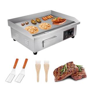 lot 4881 image: Heuyrao 22 Commercial Electric Griddle, Electric Flat Top Grill, 3000W Countertop Griddle with Shovels and Brushes for Restaurant Kitchens (Used).
