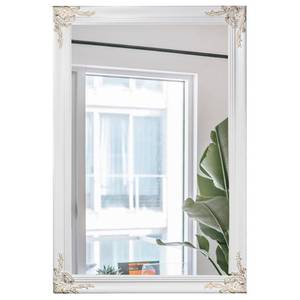 lot 4890 image: Tanmicoshomy White Vintage Wall Mirror 24 x 36 Inches, Rectangle Wood Framed White Mirror for Bathroom Bedroom and Living Room, Baroque Style