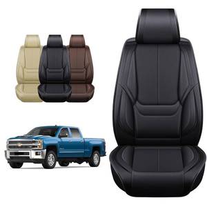 lot 4891 image: OASIS AUTO Chevy Silverado & GMC Sierra Accessories Seat Covers 2007-2025 Custom Fit Leather Truck Cover Protector 1500-3500HD Crew Double Extended Cab(Classic Front Pair, Black)
