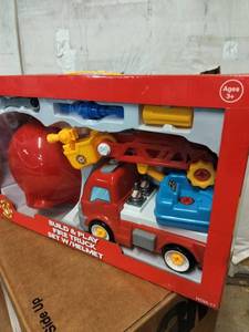 lot 6019 image: CP Toys Build And Play Fire Truck Set With Helmet