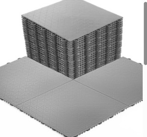 lot 1688 image: Sasylvia 50 Pack Of Plastic Floor Interlocking Tile In Grey