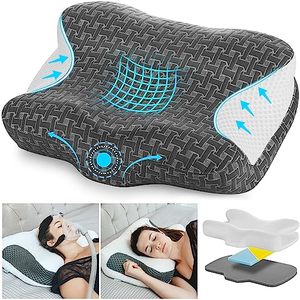lot 2365 image: Elviros Cervical Memory Foam Pillow for Neck Pain Relief, CPAP Pillow for Side Sleeper All CPAP Masks User, Ergonomic Adjustable Height Orthopedic Neck Support Contour Bed Pillow (Dark Grey)