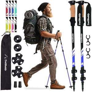 lot 3251 image: TrailBuddy Lightweight Aluminum Trekking Hiking Poles Walking Sticks - Adjustable 24.5 to 54 in. (Lake Blue)