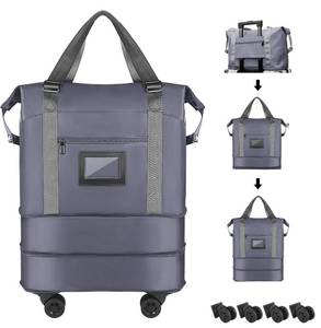 lot 4037 image: IAMOL Travel Duffel Bag with Detachable Wheels Foldable Rolling Luggage Expandable Carry On Bag Lightweight Suitcase for Men Women