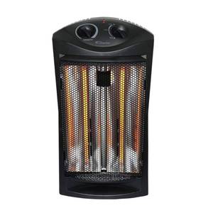 lot 4087 image: 1500-Watt Black Electric Tower Quartz Infrared Space Heater with Thermostat