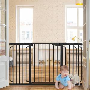 lot 4096 image: Cumbor 29.7-57 Extra Wide Baby Gate for Stairs, Moms Choice Awards Winner-Dog Gate for Doorways, Pressure Mounted Walk Through Safety Child Gate for Kids Toddler, Tall Pet Puppy Fence Gate, Black