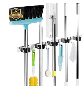 lot 1932 image: TheGoodStuff Mop And Broom Holder, 5 Racks And 4 Hooks