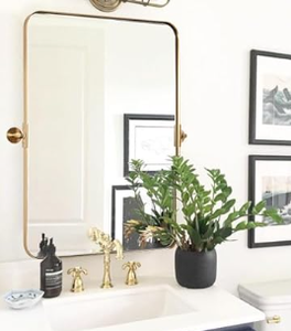 lot 2300 image: Moon Mirror 2Ft X 3Ft Gold Frame