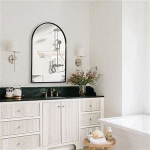 lot 2321 image: Black Framed Arched Mirror 2Ft X 3Ft