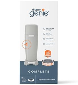 lot 15320 image: Diaper Genie Complete Pail with Built-In Odor Controlling Antimicrobial, Includes Pail and 1 Refill, Gray Pail, 2 Piece Set (Pack of 1)