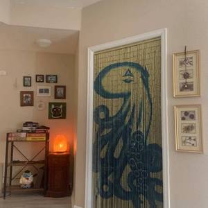 lot 15339 image: TACHILC Octopus Bamboo Bead Door Curtain, Beaded Doorway Curtain, Bamboo Curtain for Door Decoration, Size 36 x 78 inches