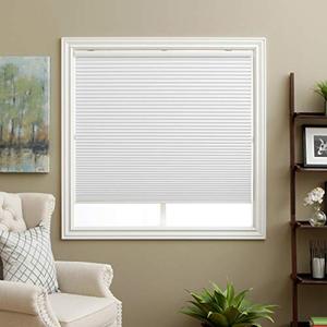 lot 15404 image: Cellular Shades Cordless Blackout Honeycomb Blinds Fabric Window Shades White(Blackout), 46 W x 48 H