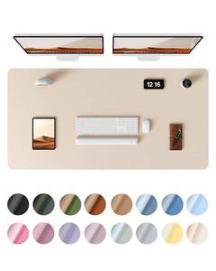 lot 15350 image: YSAGi Leather Desk Pad Protector, Office Desk Mat, Large Mouse Pad, Non-Slip PU Leather Desk Blotter, Laptop Desk Pad, Waterproof Desk Writing Pad for Office and Home (Eggshell, 47.2 x 23.6)