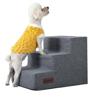 lot 15254 image: Dog Stairs for Small Dogs, Dog Steps for Couch and Bed, Non-Slip Bottom Pet Stairs for Small Dogs or Cats, Grey, 3 Steps