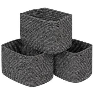 lot 15286 image: Kriitools Cubes Shelf Closet Storage Baskets Bins, Cotton Rope Towel Baskets for Living Room, Woven Cubes Baskets Bins for Shelves, Stylish Room Decor Basket, Mixed Black 3 pack