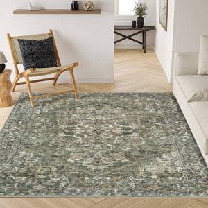 lot 15289 image: Valenrug Washable Rug - Ultra Thin Green Collection Area Rug, Stain Resistant Non-Skid Rugs for Living Room, Antique Bedroom Rugs(6x9, TPR37-Green)