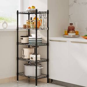 lot 15311 image: SORCEDAS Shelf 5 Wier Metal Storage Rack Shelving Unit Organizer for Kitchen Laundry Garage Bathroom Pantry Closet Office(16.54 Wx11.81 Dx50 H,Black)