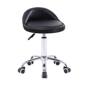 lot 15315 image: KKTONER PU Leather Round Rolling Stool with Back Rest Height Adjustable Swivel Drafting Work SPA Task Chair with Wheels Black