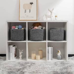 lot 15316 image: Kriitools Cubes Shelf Closet Storage Baskets Bins, Cotton Rope Towel Baskets for Living Room, Woven Cubes Baskets Bins for Shelves, Stylish Room Decor Basket, Mixed Black 3 pack