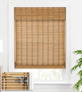 lot 18838 image: LazBlinds No Tools No Drill Bamboo Roller Shades, Cordless Bamboo Blinds, Light Filtering Bamboo Roll Up Blinds for Windows, Wood Window Blinds - Actual Blinds Size 28 15 W x 72 H, Natural