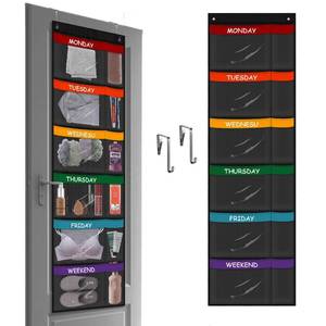 lot 18535 image: ABCKEY Rainbow Weekly Kids Clothes Organizer for Daily Activity,Portable Kids Clothes Storage with Two Hang Methods�� (black)