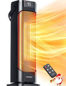 lot 18537 image: Voweek 24 Space Heater, 1500W PTC Fast Heating Ceramic Heater for Office, Large Room, Indoor Use, Bedroom, Electric Heater with Thermostat, Remote, 3 Modes, ETL Certified, 12H Timer, 90° Oscillating